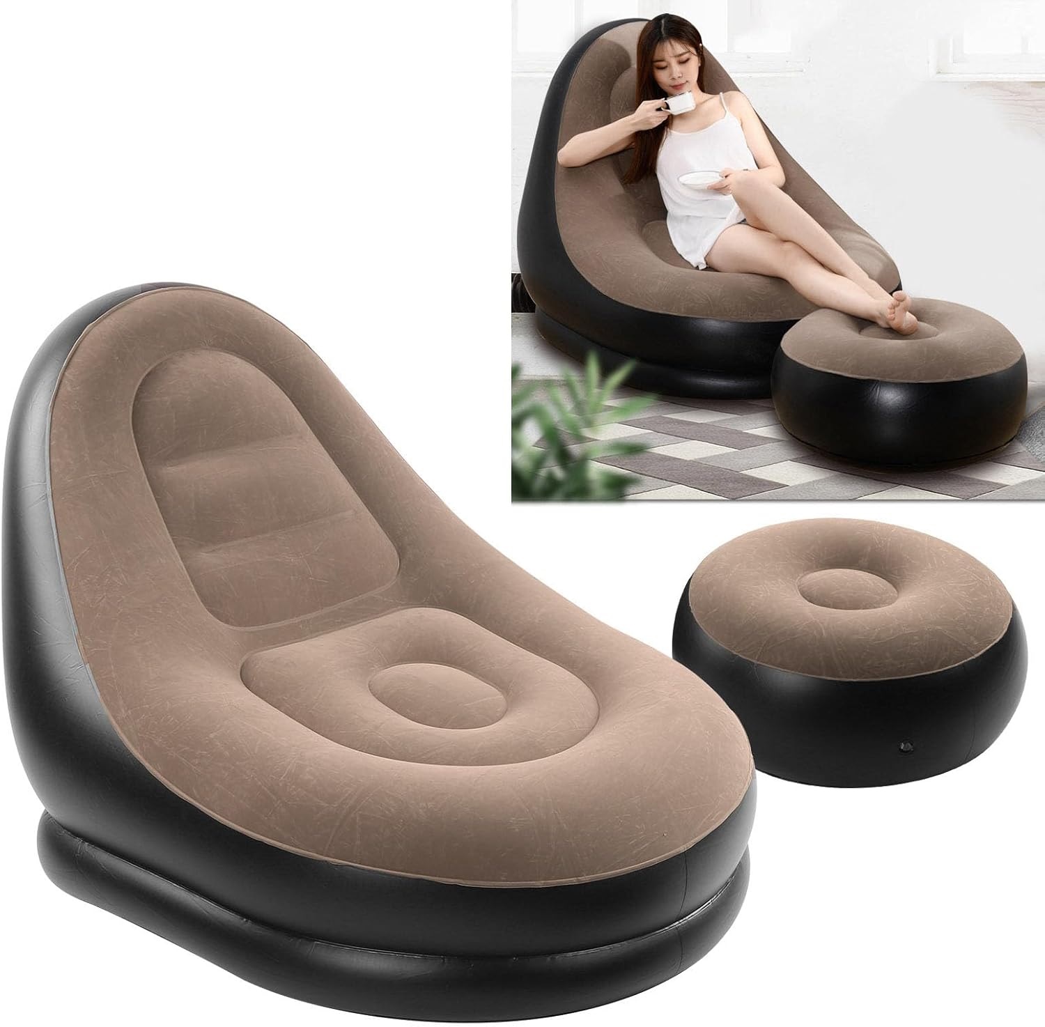 Sofá Sillón Inflable Con Puf Portátil